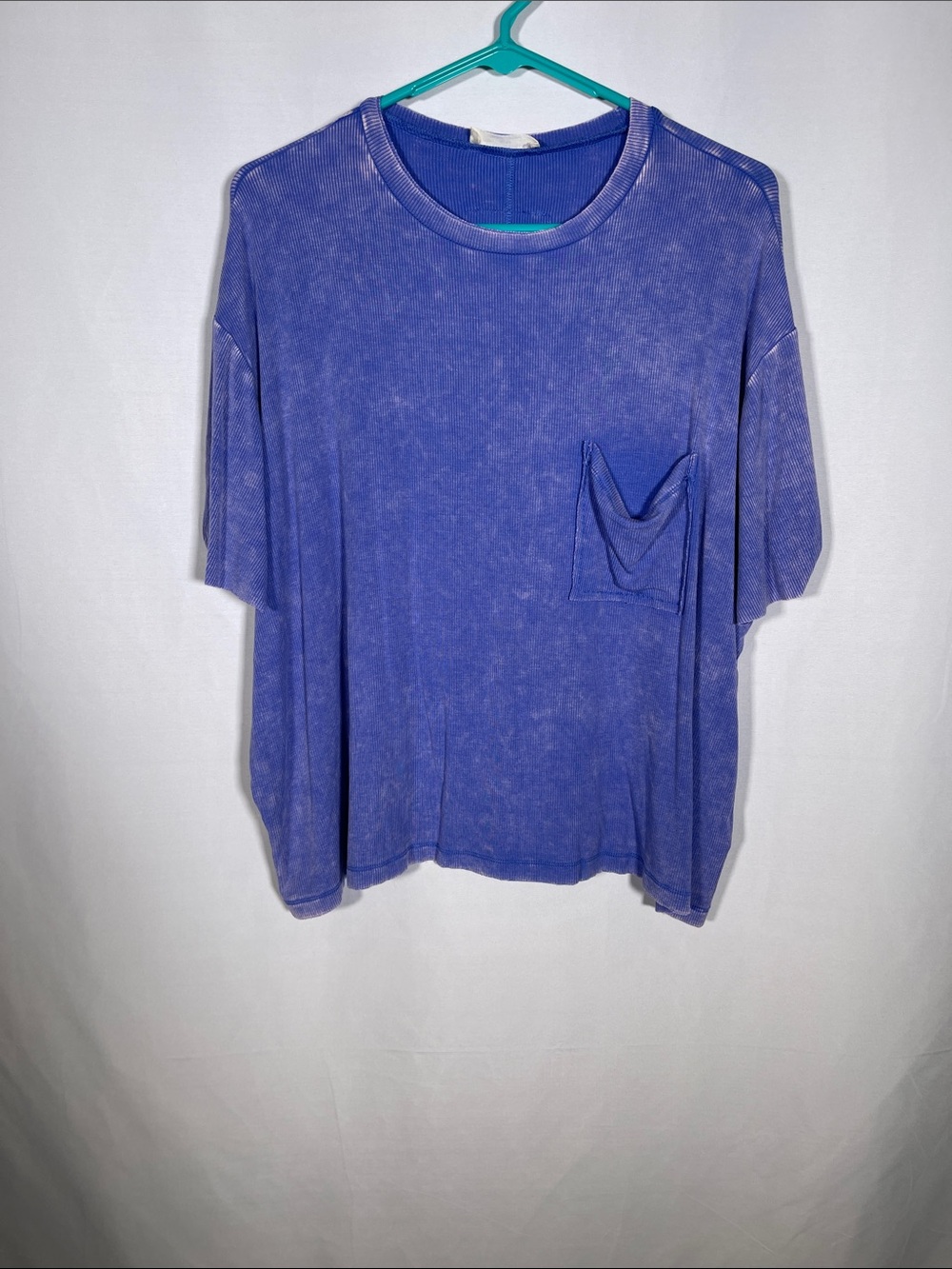 ZENANA WOMENS BOUTIQUE WASHED RIBBED SOFT T SHIRT TOP BLOUSE PURPLE SMALL